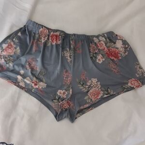 Flora Pink and Blue Floral Pajama Shorts Women's Medium